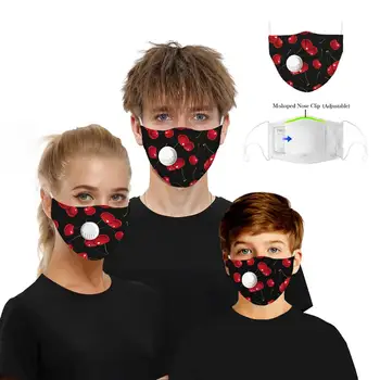 

Breathable Respirator Washable Face Mask Fabric Cherry Reusable Mouth Mask Fashion Anti Dust Protection PM2.5 Filter Mask Cover