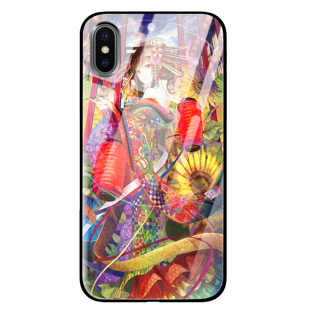 Япония крутая девушка для iPhone 5 5S 6 6s 7 8 Plus X XS XR 11 Pro макс. закаленное стекло чехлы - Цвет: 3