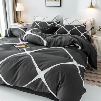 

Bonenjoy Duvet Cover Sets Queen Size Black Color Bedding Set King Size housse de couette Single Bed Sets Plaid Bed Linen