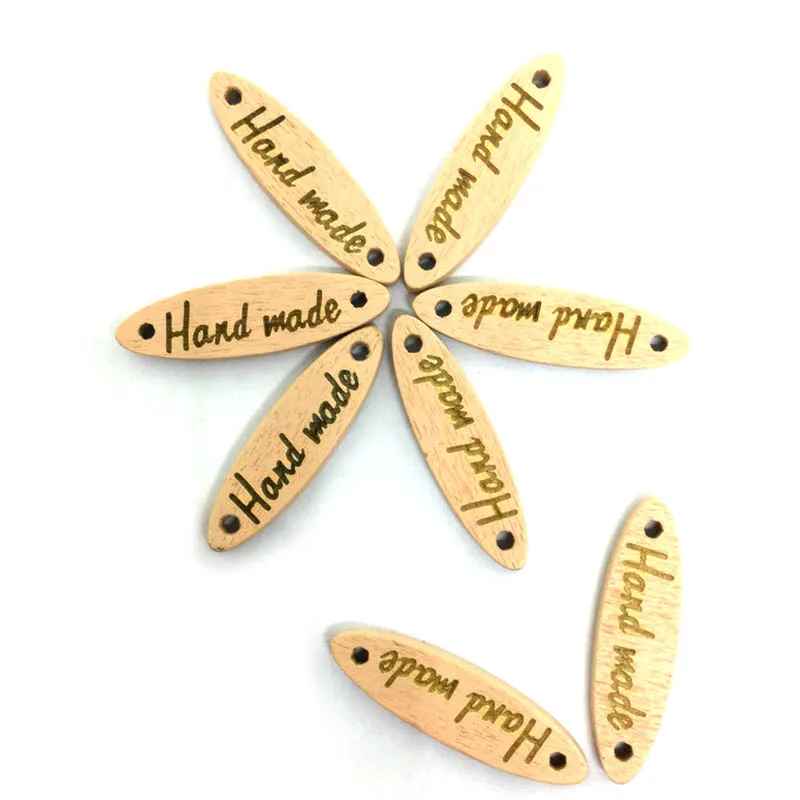 50pcs Mix Color 50//100 Pack Handmade Tag Label Wooden Buttons,DIY Oval Wood Buttons 2-hole Sewing Button for Scrapbooking Crafts with Hand made Lettering