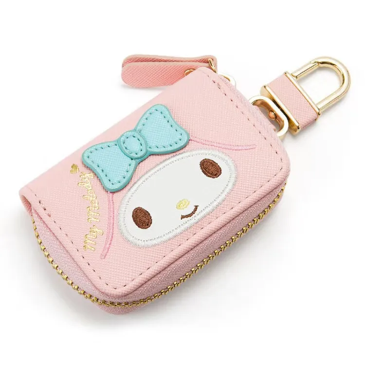 

Cute Cartoon PomPom Purin My Melody Leather Car Key Holder Protection Keychain Wallet Purse Key Case Pouch Bag Organizer