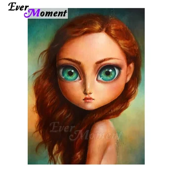 

Ever Moment 5D Diamond Painting Full Drill Square Doll With Big Eyes Leisure At Home New Arrivals Diamond Embroidery 5L414