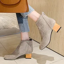 SAGACE модные шерстяные ботинки с квадратным носком женские ботинки на квадратном каблуке пикантные тонкие женские ботинки большого размера