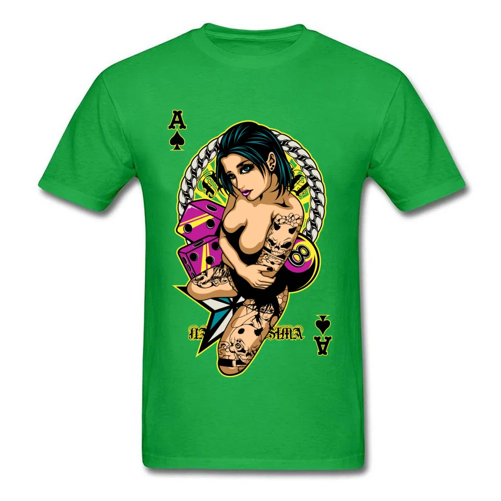 Casual T-Shirt Short Sleeve Normal 2018 Discount Man Labor Day T Shirt Normal T-Shirt Round Neck 100% Cotton Wholesale Tattooed Game Pin Up Girl V2 green