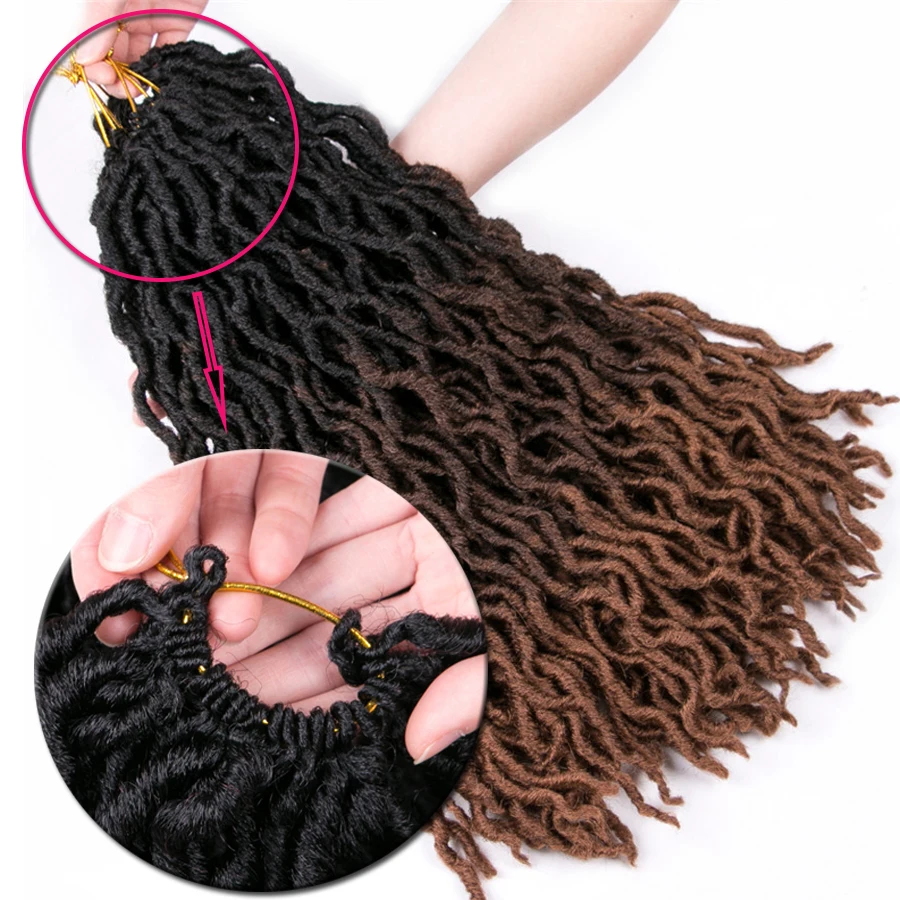 Faux Locs Curly вязание крючком косички 20 дюймов 24 корней/упаковка, Locs твист Омбре синтетические косички наращивание волос черный, коричневый