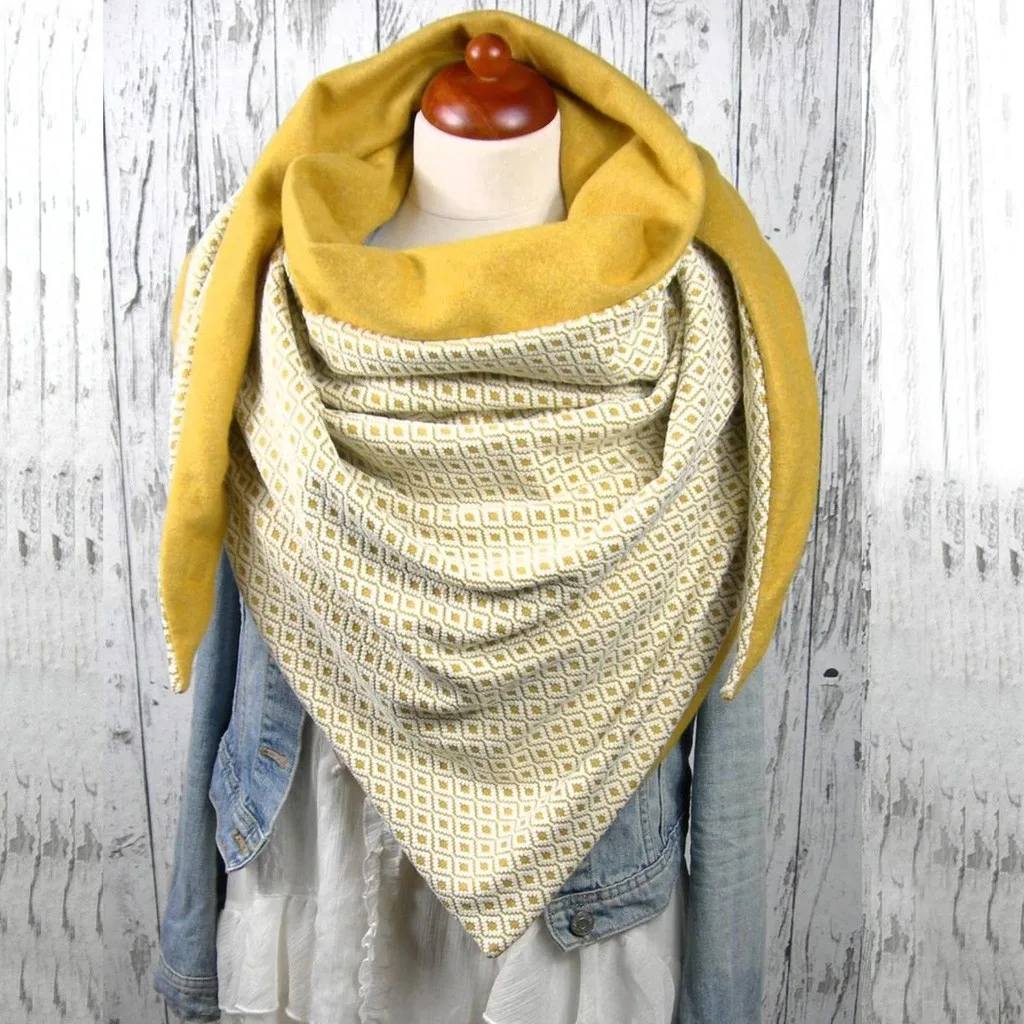 

Women Scarf Knitted Dot Printing Patchwork Button Soft Wrap Casual Winter Warm Cashmere Scarves Shawls Neck Bandana 2020JG4#
