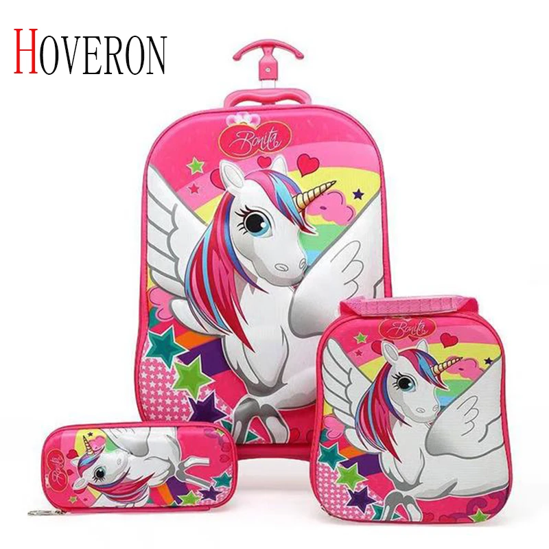 

Kids Suitcase for Travel Luggage Suitcase for Girls Children Rolling Travel Luggage Bags School Backpack with Wheels Wheeled Bag