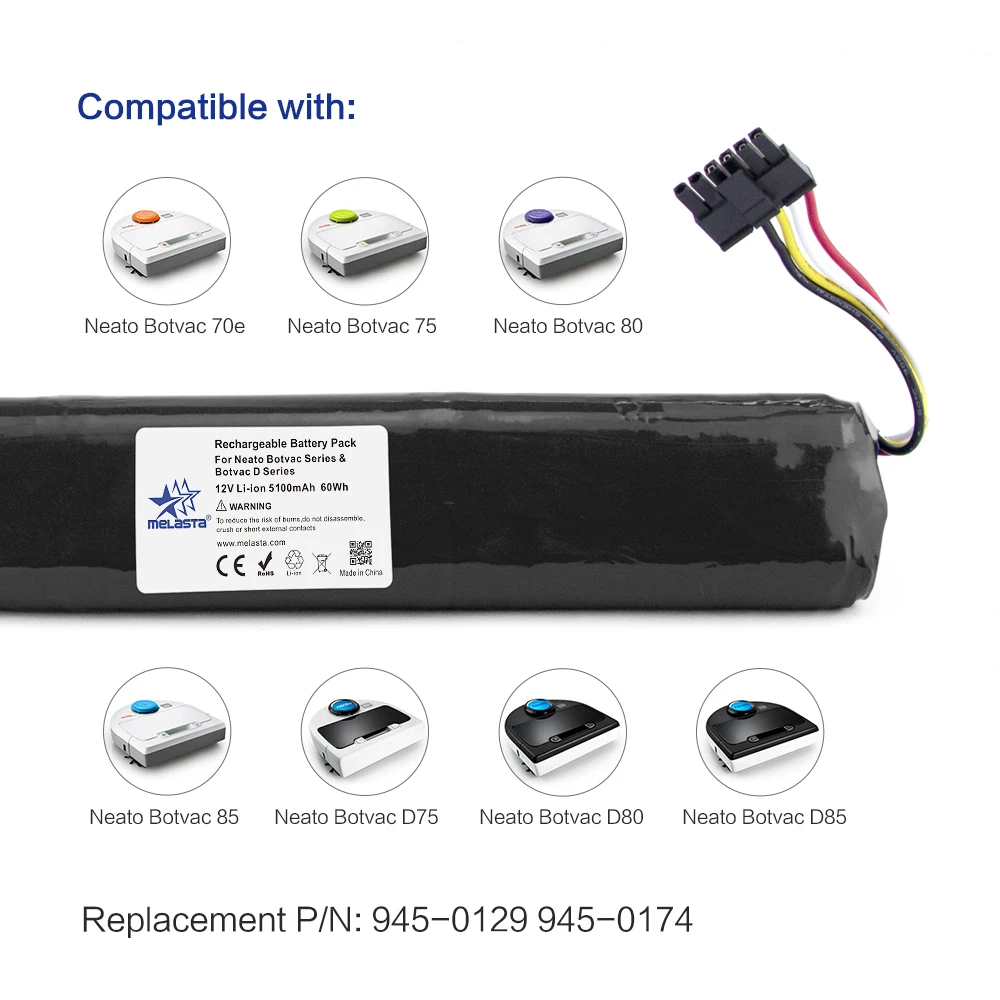 Melasta 12V 5100mAh литий-ионная аккумуляторная батарея для Neato Botvac серии D& Neato Botvac 70e 75 D75 80 85 D80 D85 пылесос