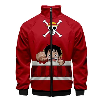 

New ONE PIECE Print Q Version Japan Anime Stand Collar Hoodie Men Women Zipper Hoodies Jackets Long Sleeve 3D Sweatshirts Tops