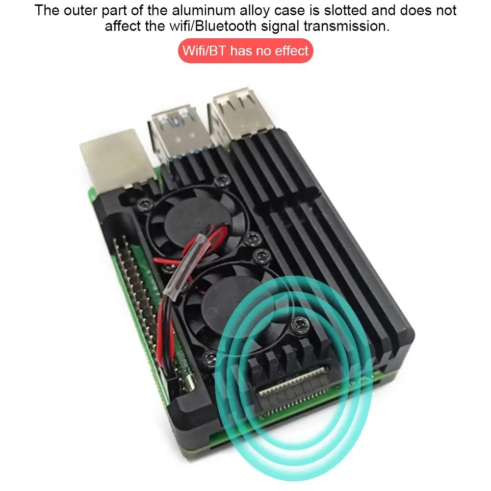 Чехол с двумя вентиляторами для Raspberry Pi 4, алюминиевый корпус с шестигранным гаечным ключом, тепловая колонна, корпус для Raspberry PI 4