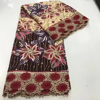 

Ankara Mixed with Lace African Ankara Lace Wax Fabric for Dress Pagne Africain 6 Yard Ghana Nigerian Cotton Cloth Real Wax Print