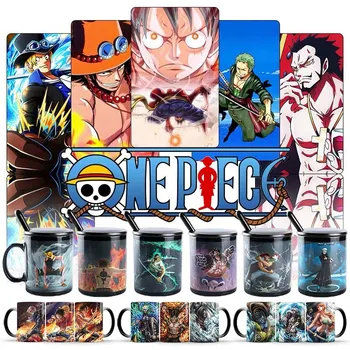 

One Piece Coffee Magic Cups and Mugs Creative Color Change Mug 350ml Luffy Zoro Anime Tea Cup Novelty Gifts For Birthday Party