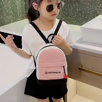 

Contrast Color Canvas Mini Backpack New Fashion Boys and Girls Small School Bag Children Travel Bag Student Leisure Backpack
