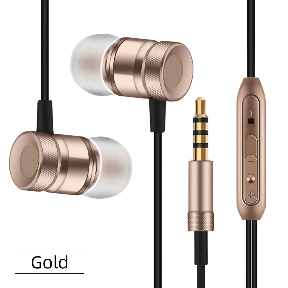 Золотой Earphone Wire Metal In Ear Headset Subwoofer Sound For iPhone 6 6s Plus Mobile Computer Water Resistant General Silicone Earbuds - Цвет: Золотой