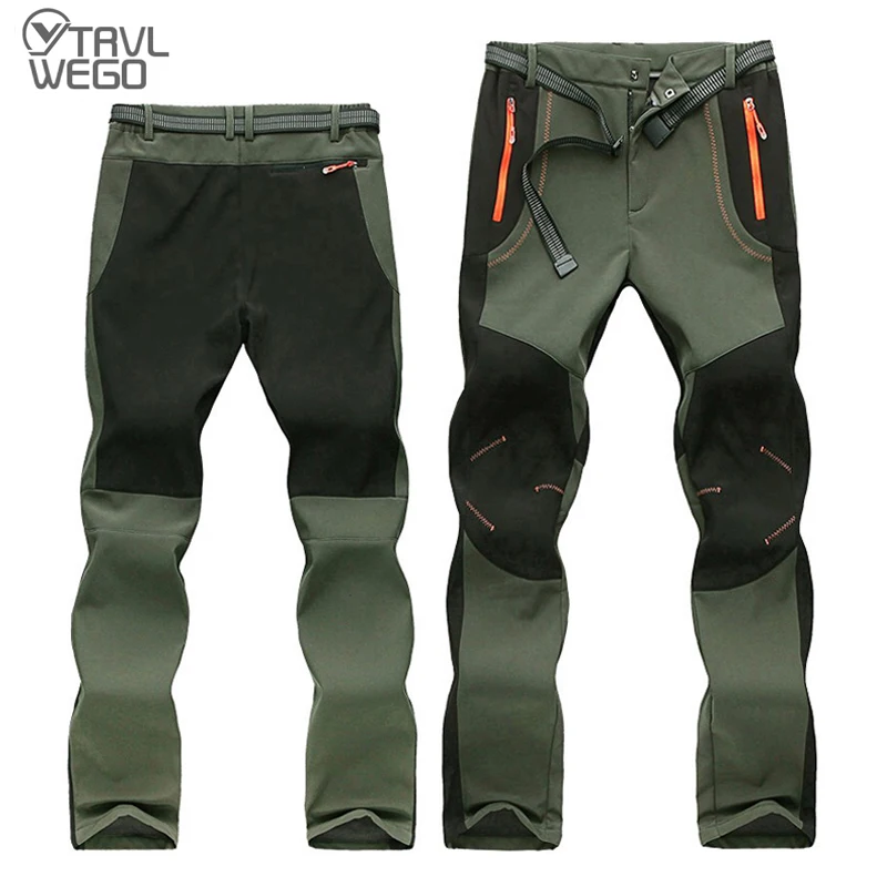Trvlwego Warm Winter Men Soft Waterproof Mountain Pants Outdoor Fleece Pants Men Hiking