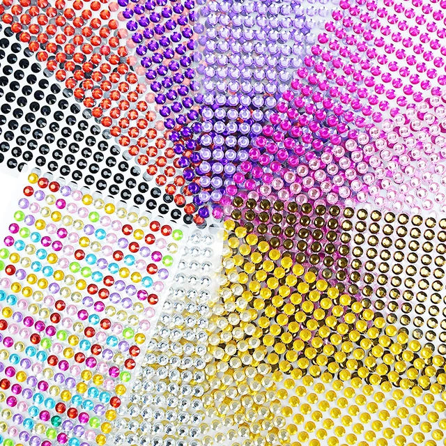 3440Pcs Rhinestone Stickers Self Adhesive Colorful Gem Stickers 3 Size 20  Sheets Gemstone for DIY Face Decor Crafts Nail Makeup