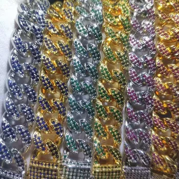 

12MM Miami Cuban Chain Bracelet Men Micro Pave Full CZ Gold Silver Color Charm Bracelet Hip Hip Jewelry Chains Bracelets