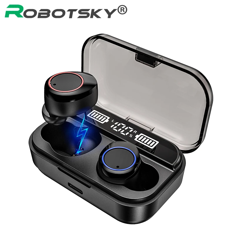 

Robotsky TWS Bluetooth 5.0 Earphones Wireless Headphones Blutooth Earphone Handsfree Sports Earbuds Gaming Headset for Phones