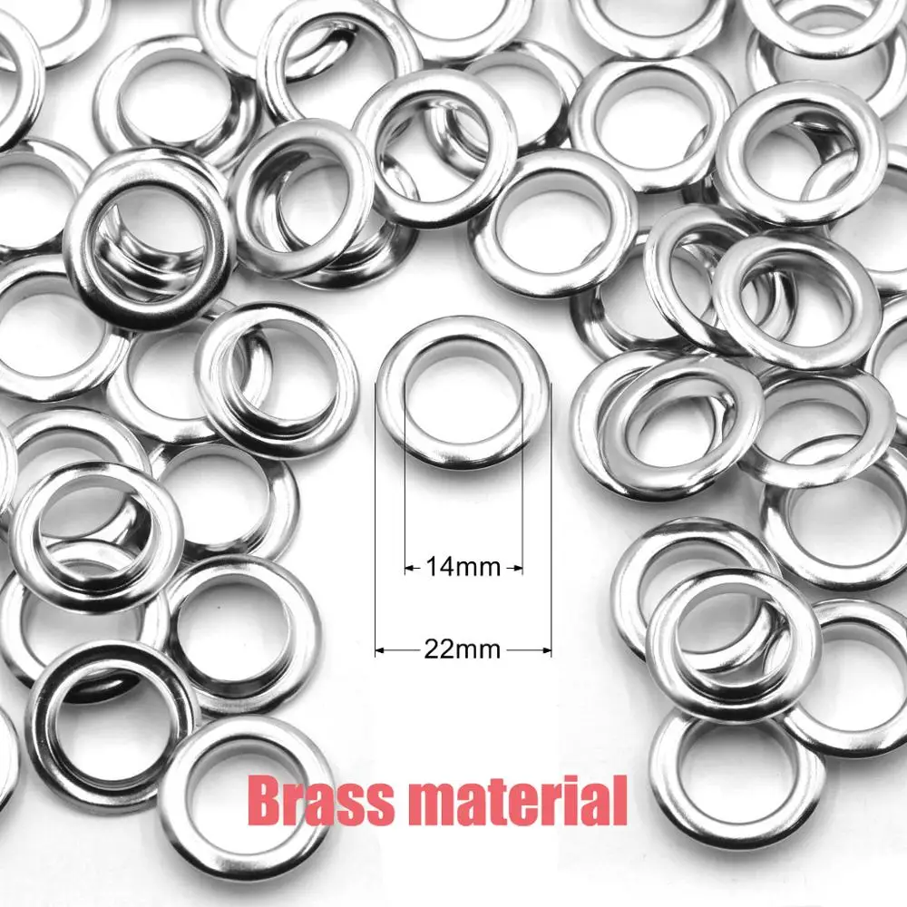 Kalaso 30sets 14mm Brass Material Big Size Silver Color Grommet Eyelet