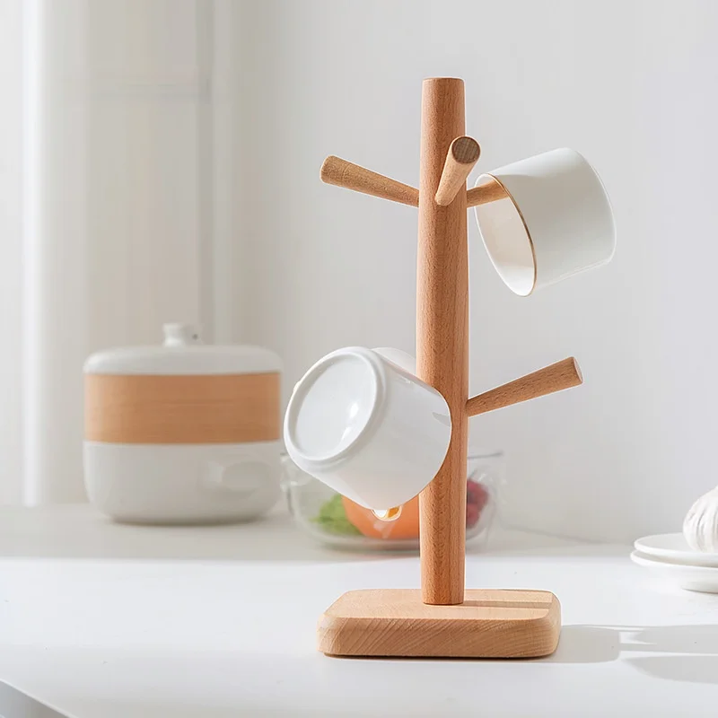 

Simple Wooden Rack Household Water Cup Drain Rack Jewelry Beech Wood Rack Kitchen Multifunctional Solid Wood Storage Rack