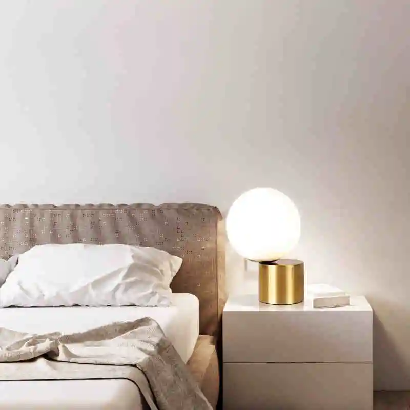 Современная Скандинавская Ретро медная стеклянная настольная лампа Европейская прикроватная настольная лампа круглый стол со светодиодной подсветкой светильник для гостиной спальни