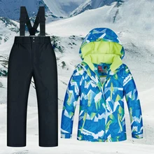 MUTUSNOW, детский лыжный костюм, водонепроницаемая теплая зимняя куртка и штаны, утолщенный Зимний Лыжный комбинезон для мальчиков, лыжный сноуборд, уличная одежда
