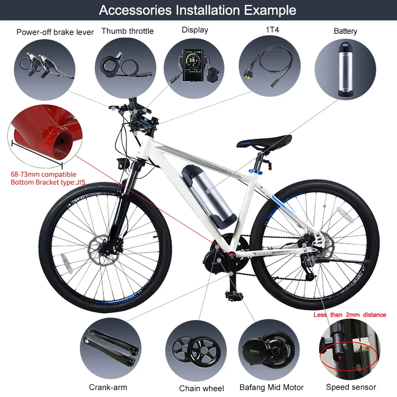 Cheap Bafang BBS01B 36V 350W Mid Drive DC Motor Electric Bicycle Conversion Kit 36V 10Ah Li-ion eBike Battery Pack EU/US/AU/UK Charger 25
