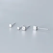 925 стерлингового серебра простые кубики квадратные серьги для женщин крошечные кости маленькие серьги девушка Роскошные стерлингового серебра-ювелирные изделия