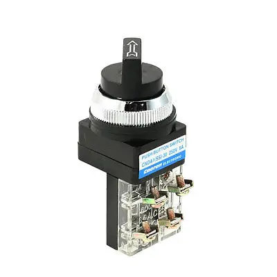 

250VAC 6A 1NO 1NC DPST Black Selector 2 Position Self-Locking Push Button Switch