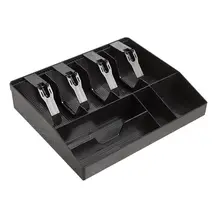 8 сеток, увеличивающая рост, черный пластиковый ящик для хранения монет, банкнот, лоток для денег, органайзер с 4 съемными зажимами