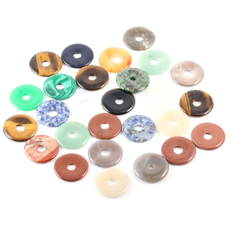 

Wholesale 10 Pieces Color Stone Pendant Mixed Color 25mm Round Crystal Tiger Eye Red Jade Lava Agates Pendant for Jewelry Making