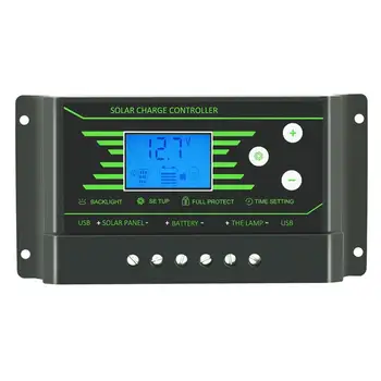 

30A Solar Charge Controller PWM 12V 24V Backlit LCD 30 amp Solar Regulator Controller with Dual USB 5V Charger