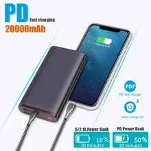 PD Fast Charging Power Bank Portable Charger Battery for Xiaomi Iphone QC3.0 Powerbank Mobile Battery Phone Charger Smart Phone