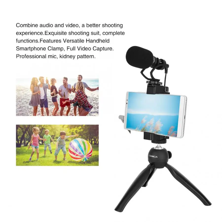 Comica CVM-VM10-K2 смартфон видео Rig Filmmaker Аудио Микрофон с мини штатив смартфон зажим