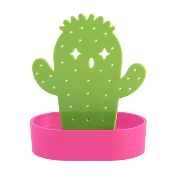 

Home Multi-function Decorative Non Slip Portable Jewelry Holder Cactus Shape Display Stand Earring Storage Rack ABS Office