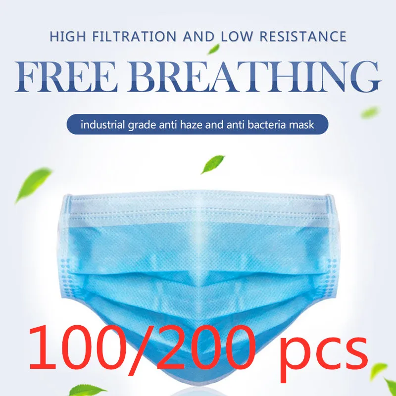 

Fast express Drop Shipping Anti-Dust Facemask Disposable Face Masks Elastic Ear Loop Disposable Dust Filter Safety Mask 3 Layers