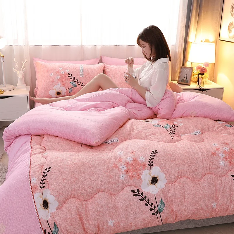 

2CF Luxury Printed Cartoon Style Winter Comforter Warm/comfortable Bedding Filler 4 Seasons Blanket Twin To King Size Comforter