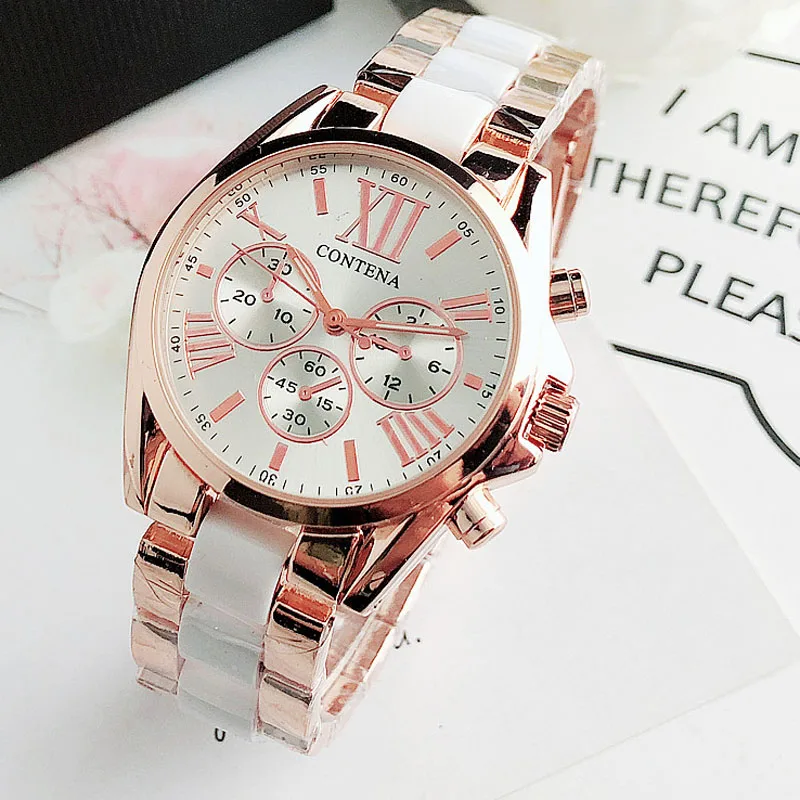 Женские модные розовые наручные часы, женские часы, Роскошный топ бренд, кварцевые часы М стиль, женские часы, Relogio Feminino Montre Femme - Цвет: white