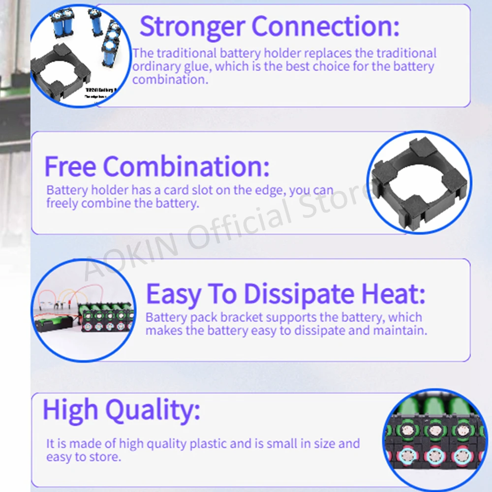 Battery Holder battery case battery holder battery box Aokin 3/20pcs 18650 Lithium Cell Cylindrical Battery Case Plastic Holder Bracket for Diy Battery Pack