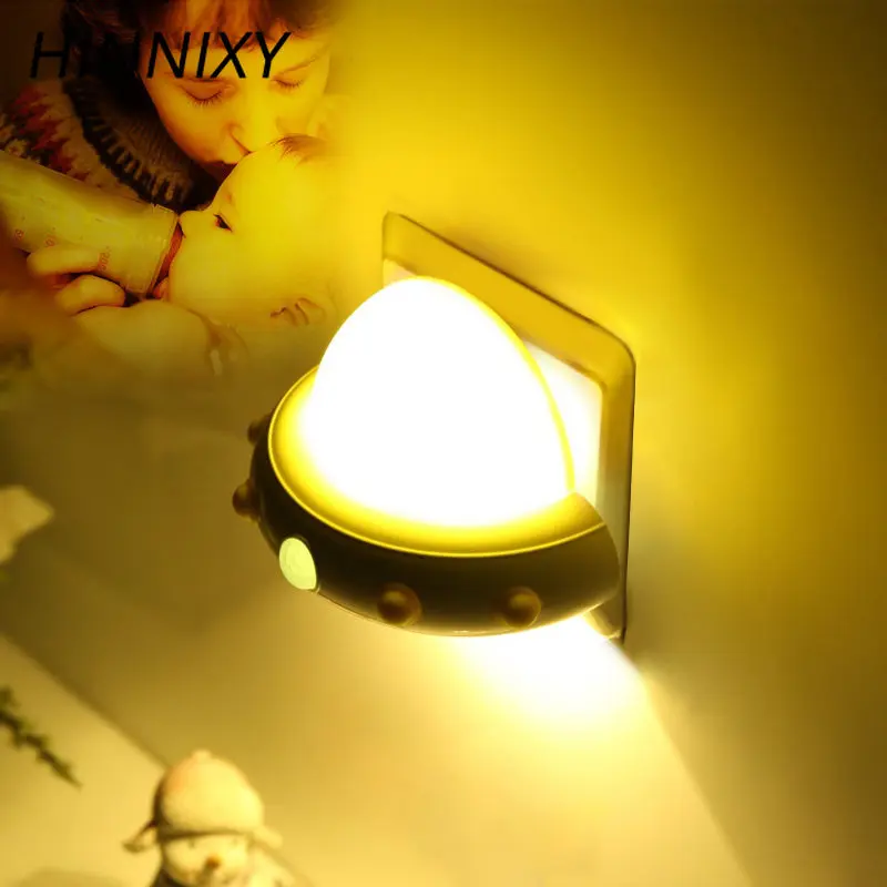 Hinnixy НЛО дистанционный ночной Светильник энергосберегающая розетка для зарядки Регулируемая яркость Функция синхронизации детская прикроватная лампа