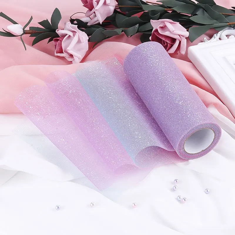 10YardRoll Pink Rainbow Glitter Tulle Roll Sequin Gradient Fabric DIY Craft Gift Birthday Party Wedding Decoration Supplie ww75 (9)