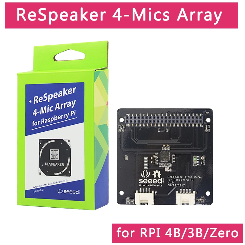 Raspberry Pi 4 Модель B ReSpeaker 4-Mic массив для Raspberry Pi 4 микрофона массив для AI Voice Quad-microphone Плата расширения