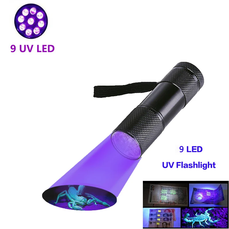 UV Flashlight 9 12 21 51 LED 395-400nm Ultraviolet Torch Blacklight Detector 