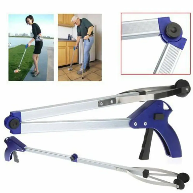 

Foldable Long Trash Clamps Grab Pick Up Tool Curved handle design portable factory House Pickup grabber tools