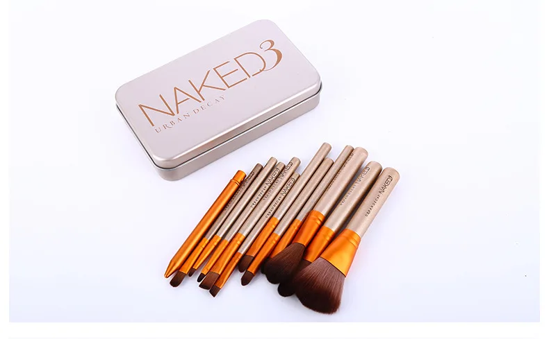 Naked 12 набор кистей для макияжа NK3 Золотой Портативный Утюг коробка Кисть для макияжа