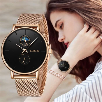 

LIGE New Ladies Watches Top Brand Luxury Waterproof Watch Ladies Ultra-Thin Casual Fashion Watch Quartz Clock Relogio Masculino