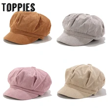 Осенне-зимние вельветовые шапки для женщин в Корейском стиле женская шляпа художника винтажная восьмиугольная кепка газетчика берет