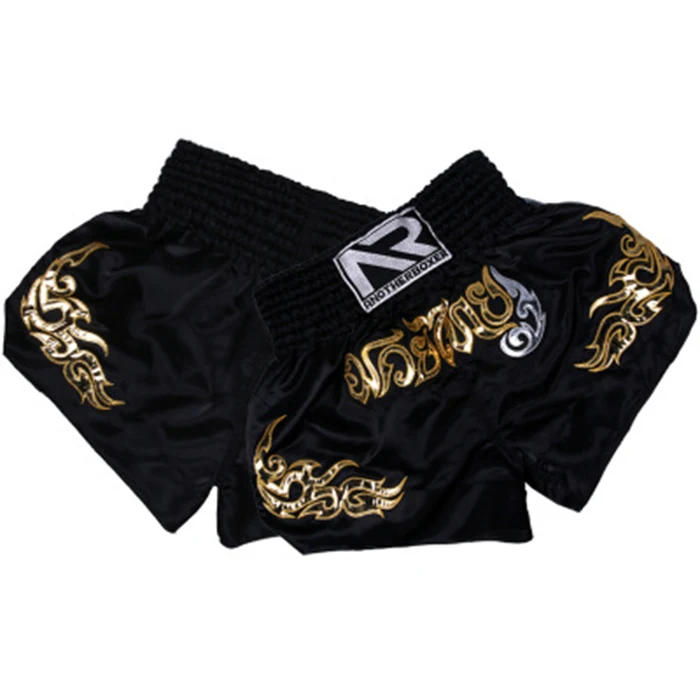 Мужские и женские боксерские трусы быстросохнущие с принтом ММА шорты для кикбоксинга, бойцовские шорты с тигром, Муай Тай боксерские трусы - Цвет: black