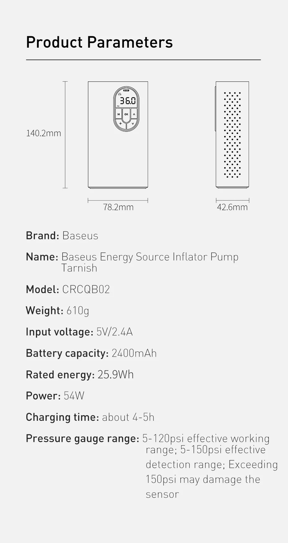 Baseus Energy Source Inflator Pump Portable Air Compressor Pump 16