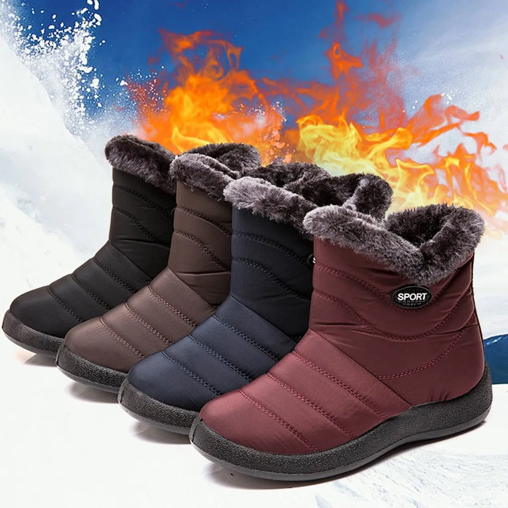 

Snow Boots Plush Warm Ankle Boots For Women Winter Boots Waterproof Women Boots Female Winter Shoes Zip Booties dropshipping
